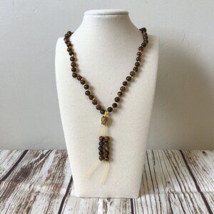 Tiger Eye Handmade Gemstone Bead Hand Knotted Healing Mala Necklace